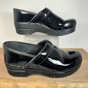 Dansko XP Clogs Women 39 Stapled Black Leather Professional Nurse Comfort Shoes